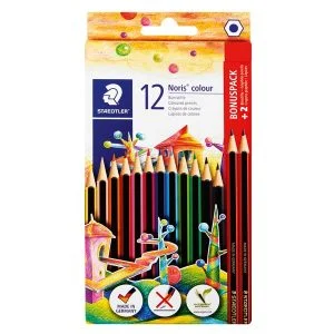 Staedtler Colour Pencils Noris Club 12's Coloured + Pencils 2 x Hb Bonus Pack
