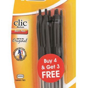 BIC Clic Medium Ball Pen 7 Pack Black