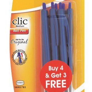 BIC Clic Medium Ball Pen 7 Pack Blue