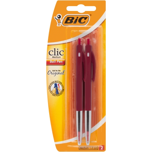 BICClic Medium Pens Red 2 Pack