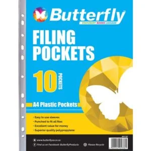 BUTTERFLY FILING POCKETS - A4 10 POCKET