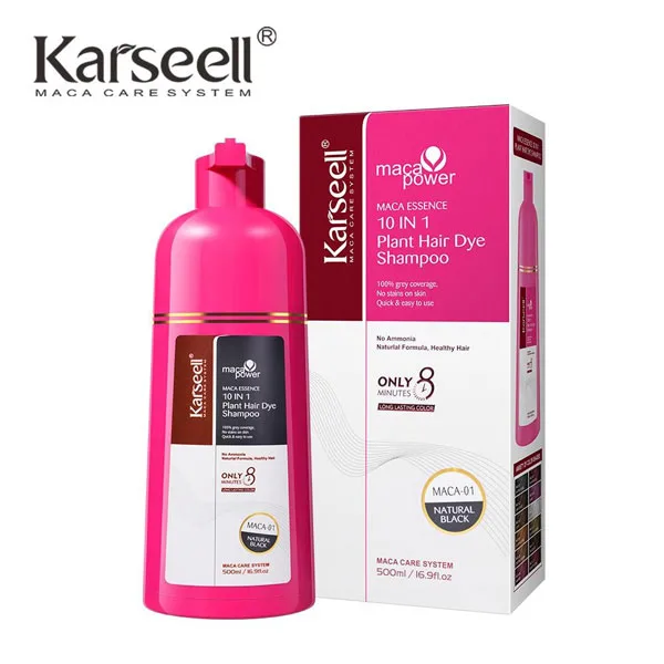 Karseell 10 in 1 Plant Hair Dye Shampoo Black 500ml - Splendit